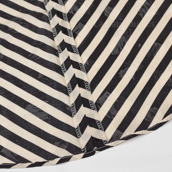 Paraphernalia Brand Vintage Black Cream Jacquard Silk Chevron Striped Skirt - Picture 5 of 7